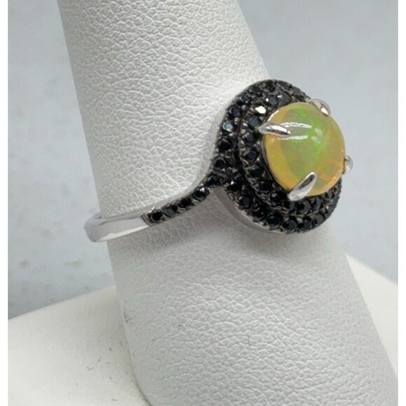 Ethiopian Opal Black Spinel Ring Colleen Lopez HSN Sterling Silver 925 Sz 8.75 - Picture 5 of 11